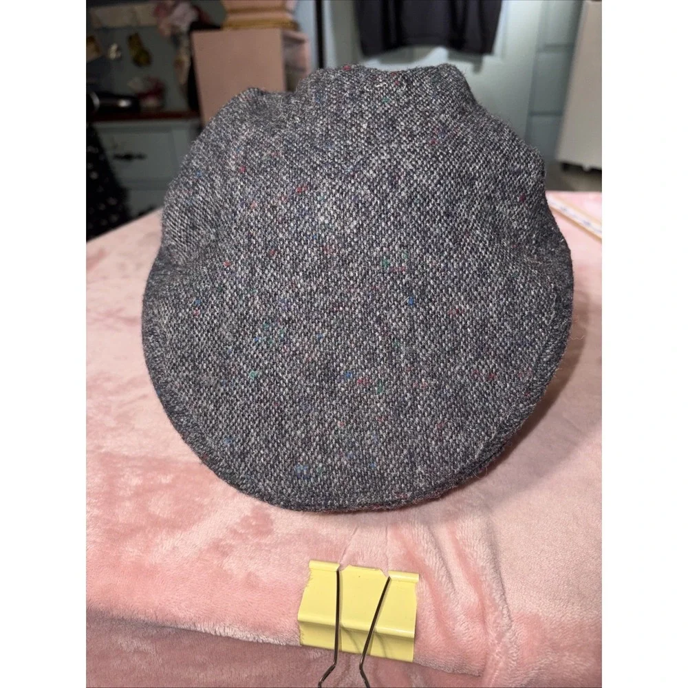 Men's Hatman Of Ireland Flat Cap Hat 100% Donegal Tweed Button Brim. XL